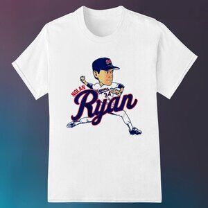 Nolan Ryan Texas Caricature Baseball Legend Sports Fan Graphic T-Shirt 166